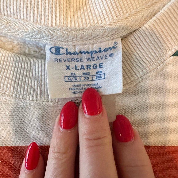 Rare Champion Striped Throwback Cropped Sweatshirt - Picture 7 of 9